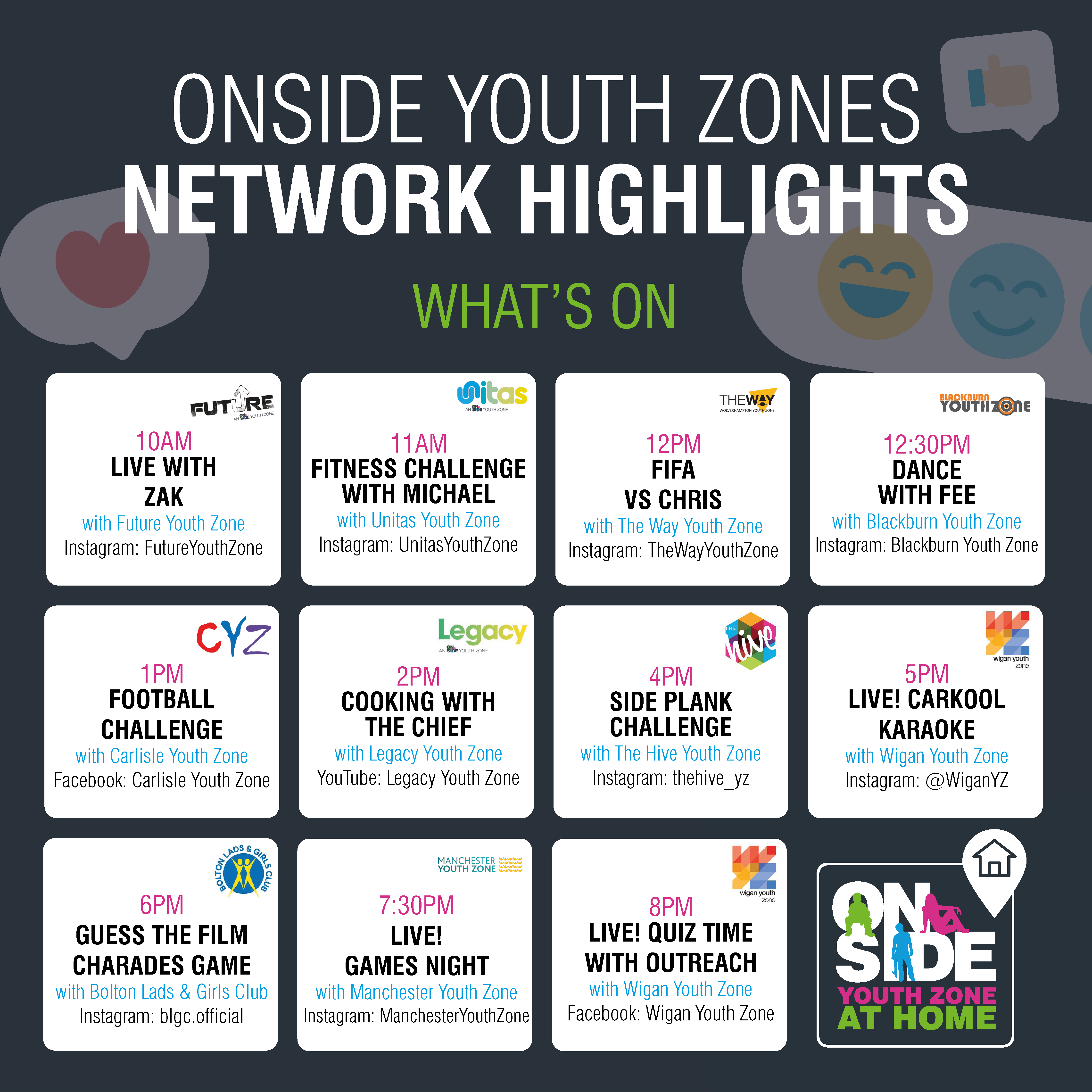 Network Highlights Calendar OnSide Youth Zones - OnSide