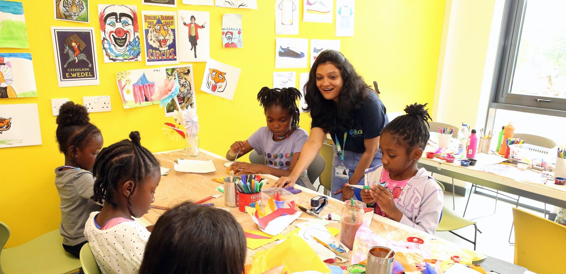 Group of young people taking part in arts activities